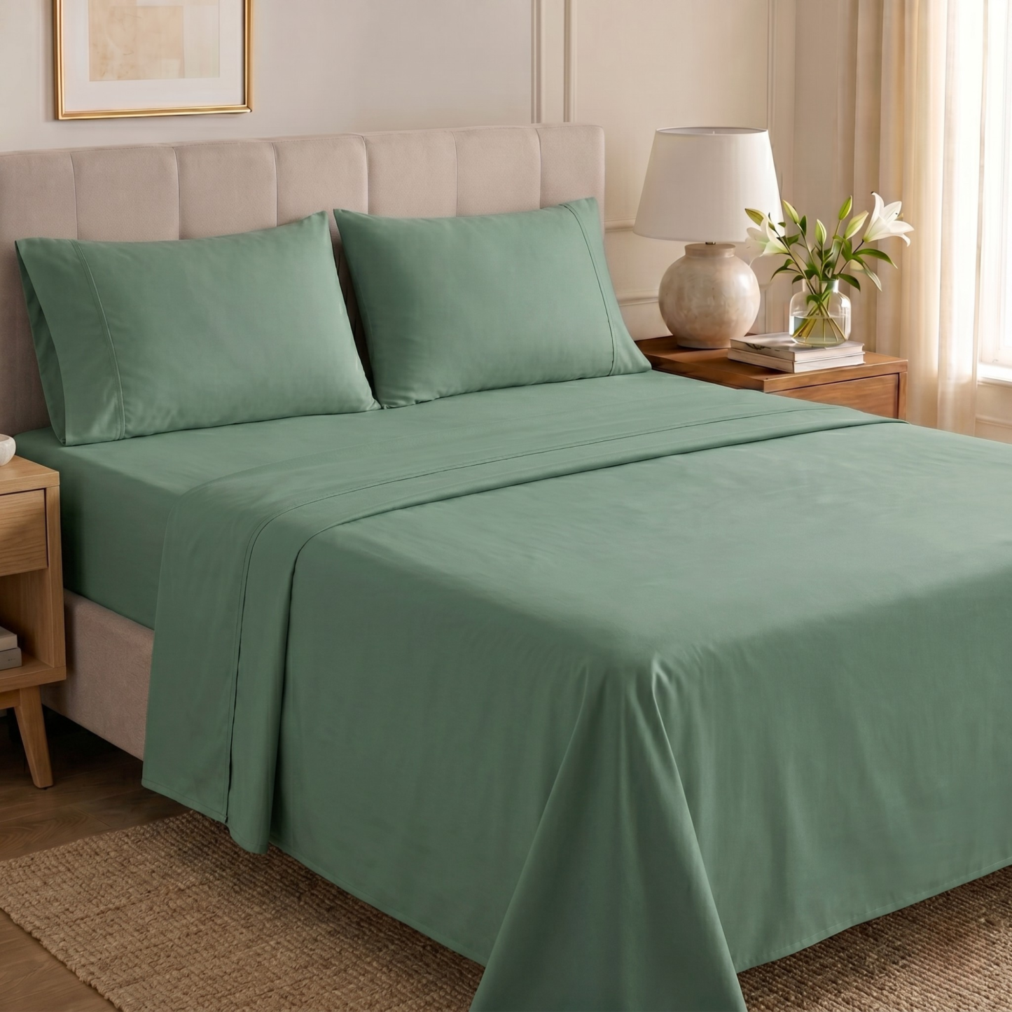 4 Piece Cooling Microfiber Sheet Set With Deep Pocket Design