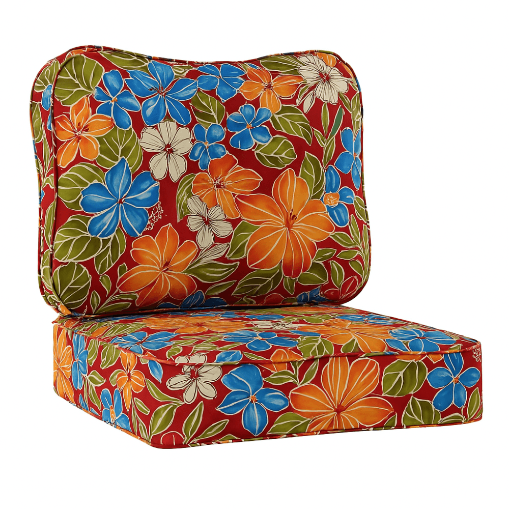 Outdoor Deep Seat Cushion Set - 2 Piece Tufted Back And Seat Pads for Lounge Chairs or Sofas - Comfy Sofa Cover