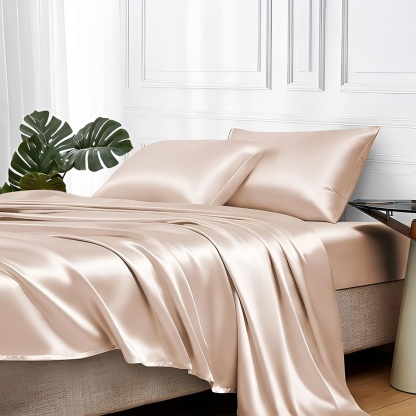 4 Piece Of Satin Queen Sheet Set With Deep Pocket
