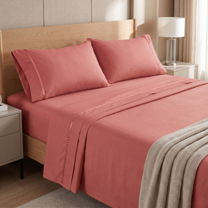 4 Piece Cooling Microfiber Bed Sheet Set With Deep Pocket
