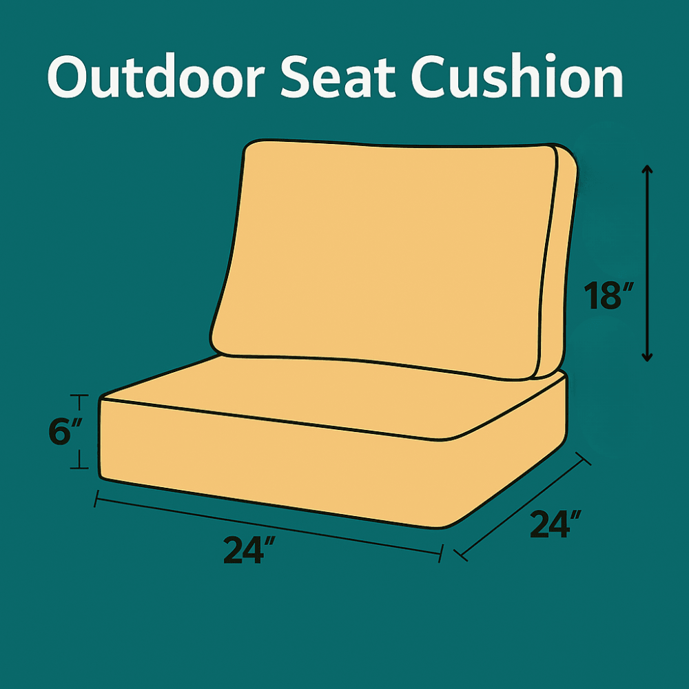 2 Piece Outdoor Lounge Seat And Back Set With Removable Covers – Square Shape - Comfy Sofa Cover
