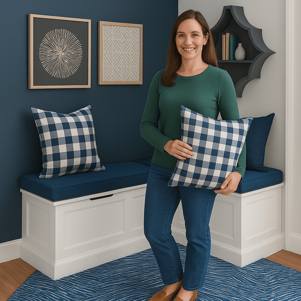 Five Piece Cushion and Pillow Set – Removable Covers for Corner Nook Seating - Comfy Sofa Cover