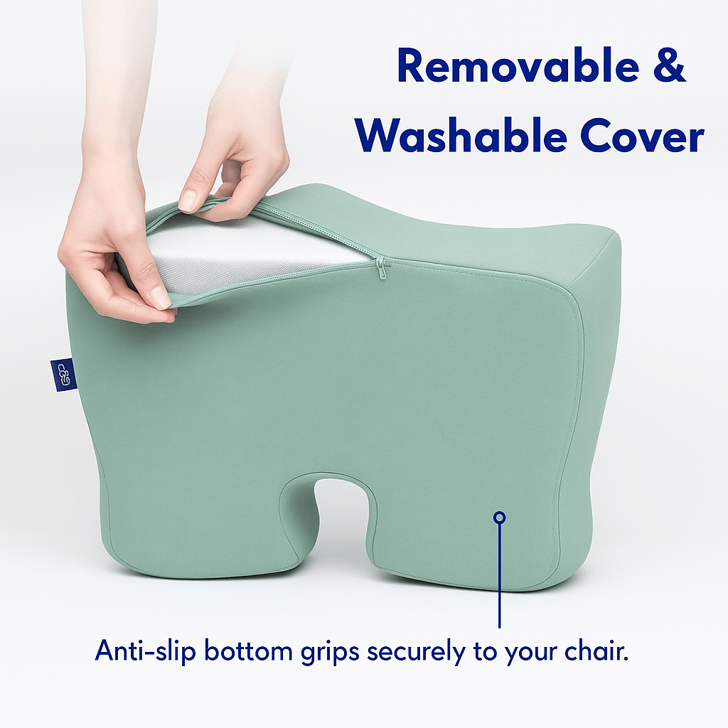 Pressure Relief Seat Cushion for Long Sitting – Memory Foam Chair Pad for Office, Car, and Wheelchair - Comfy Sofa Cover