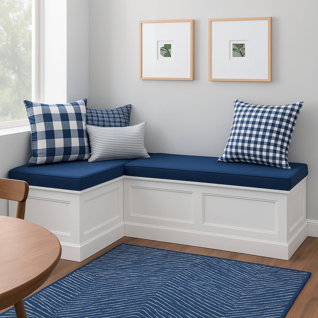 Five Piece Cushion and Pillow Set – Removable Covers for Corner Nook Seating - Comfy Sofa Cover