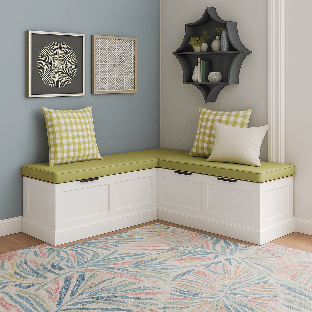 Five Piece Cushion and Pillow Set – Removable Covers for Corner Nook Seating - Comfy Sofa Cover