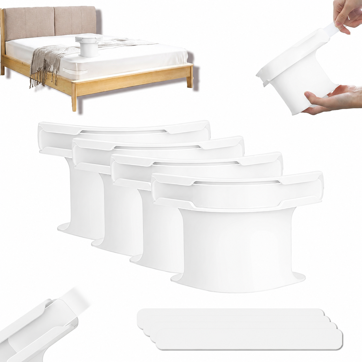Set of 4 Heavy Duty Bed Sheet Holders With Adjustable Lock Clips