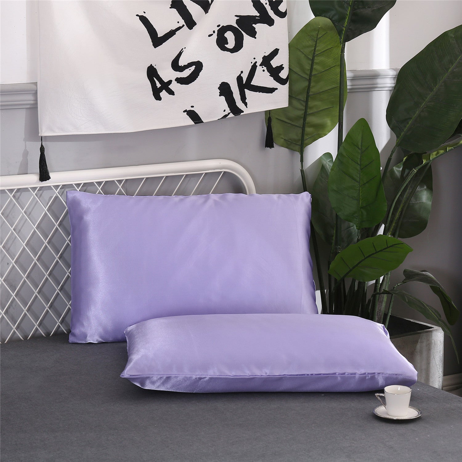 Set Of 2 Satin Silk Pillowcases For Hair And Skin With Envelope Closure