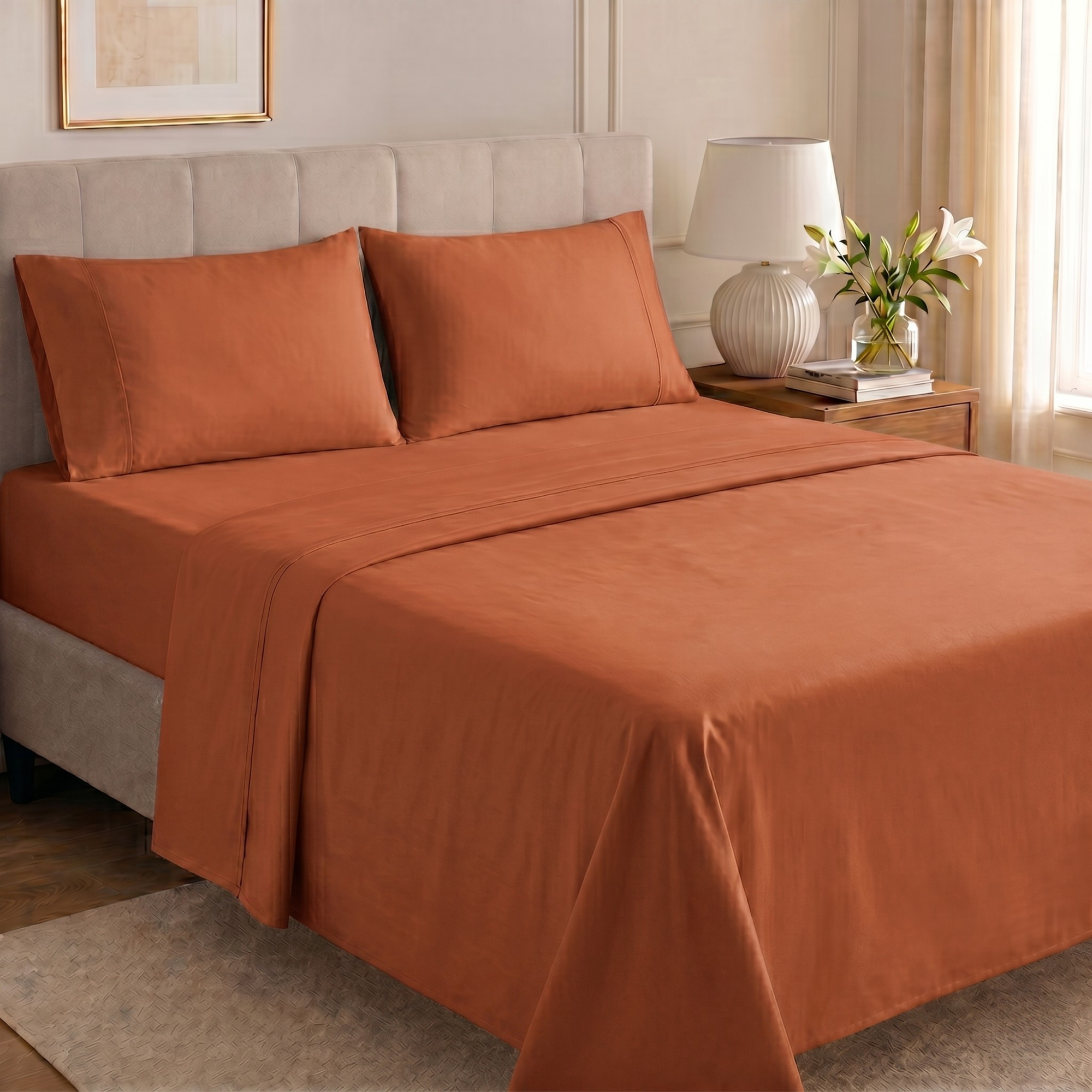 4 Piece Cooling Microfiber Sheet Set With Deep Pocket Design