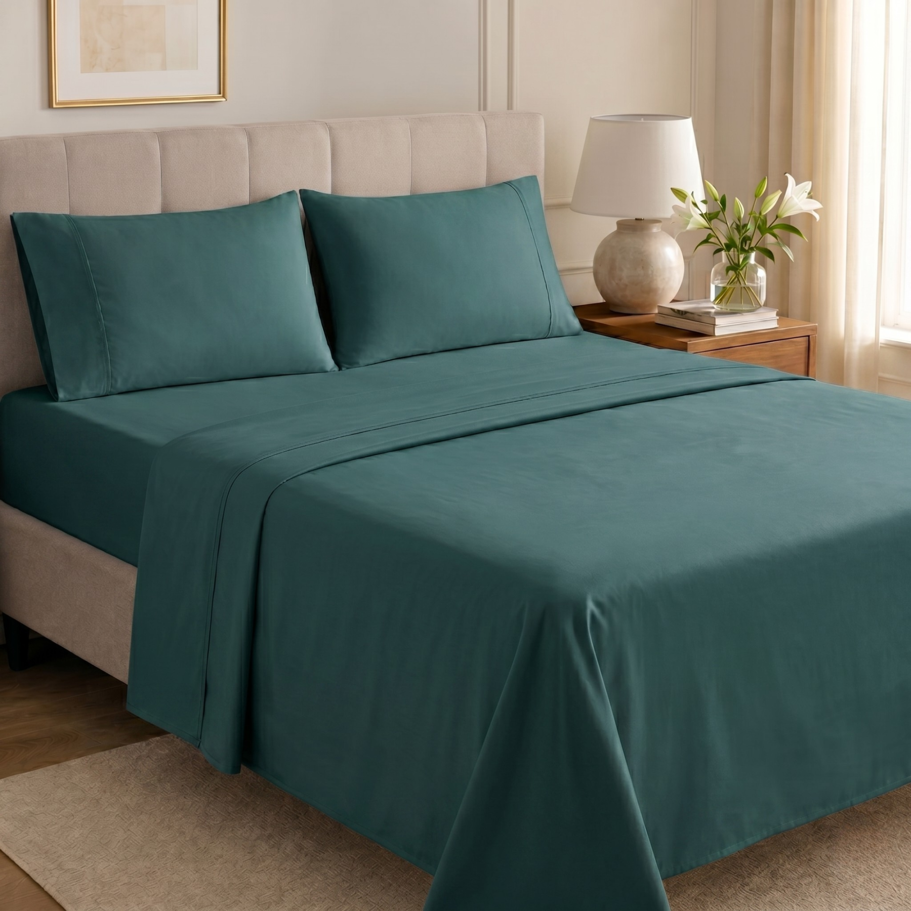 4 Piece Cooling Microfiber Sheet Set With Deep Pocket Design