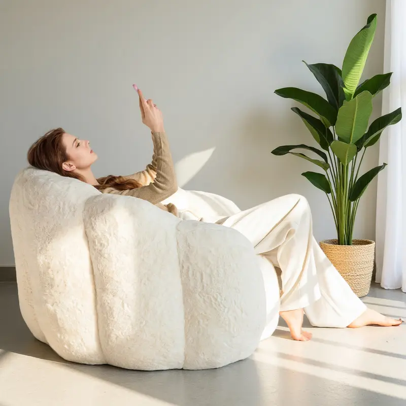 Floral Shaped Faux Fur Bean Bag Chair