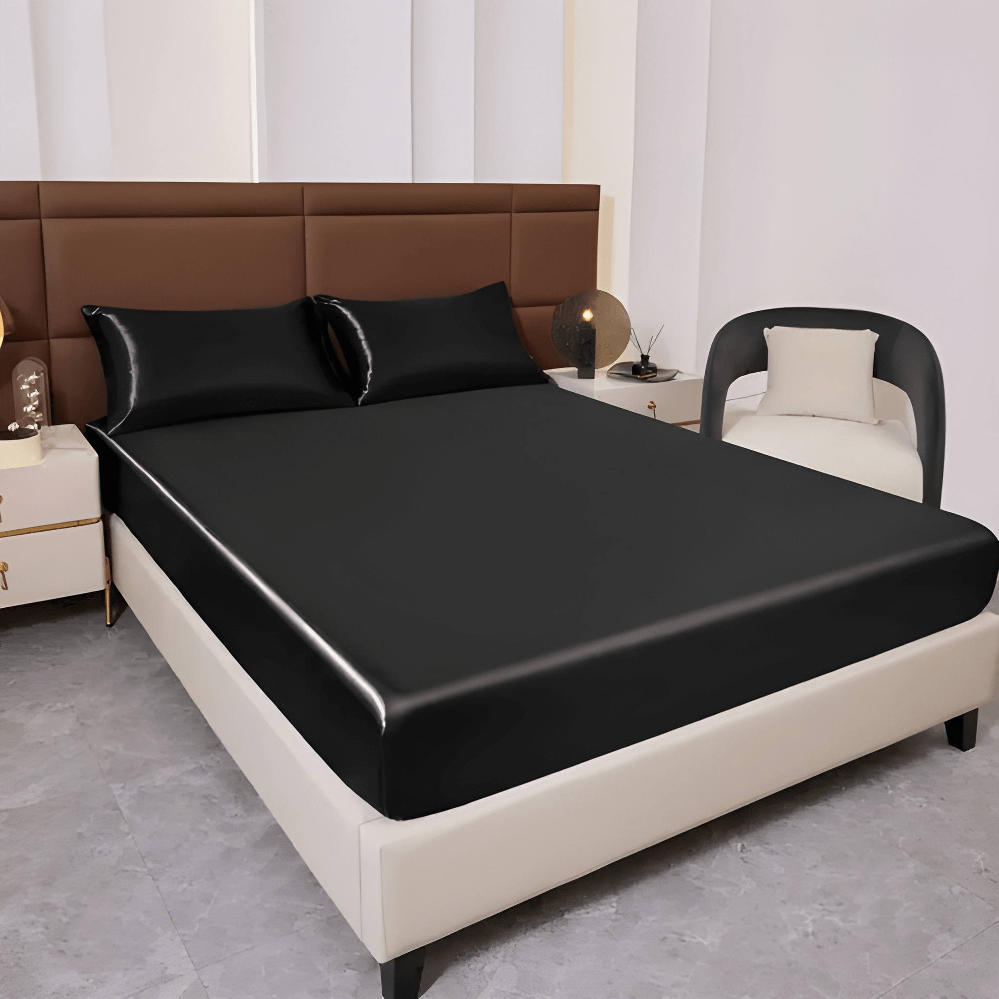3 Piece Solid Color Smooth Fitted Bedding Sheet Set