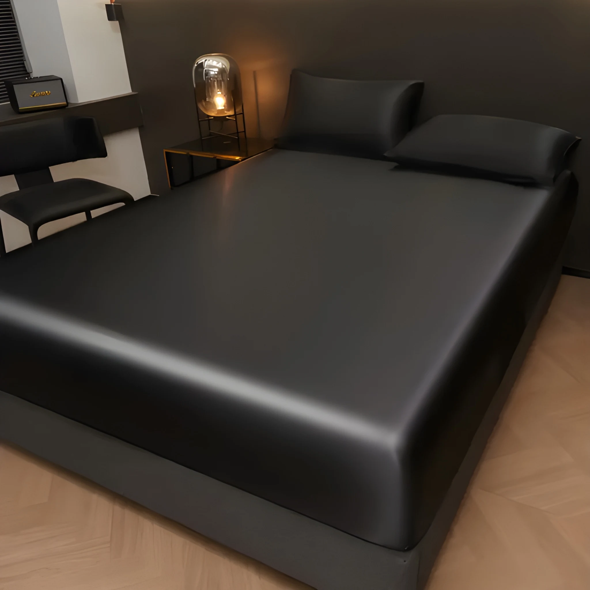 Solid Satin Fitted Sheet With Pillowcase Set