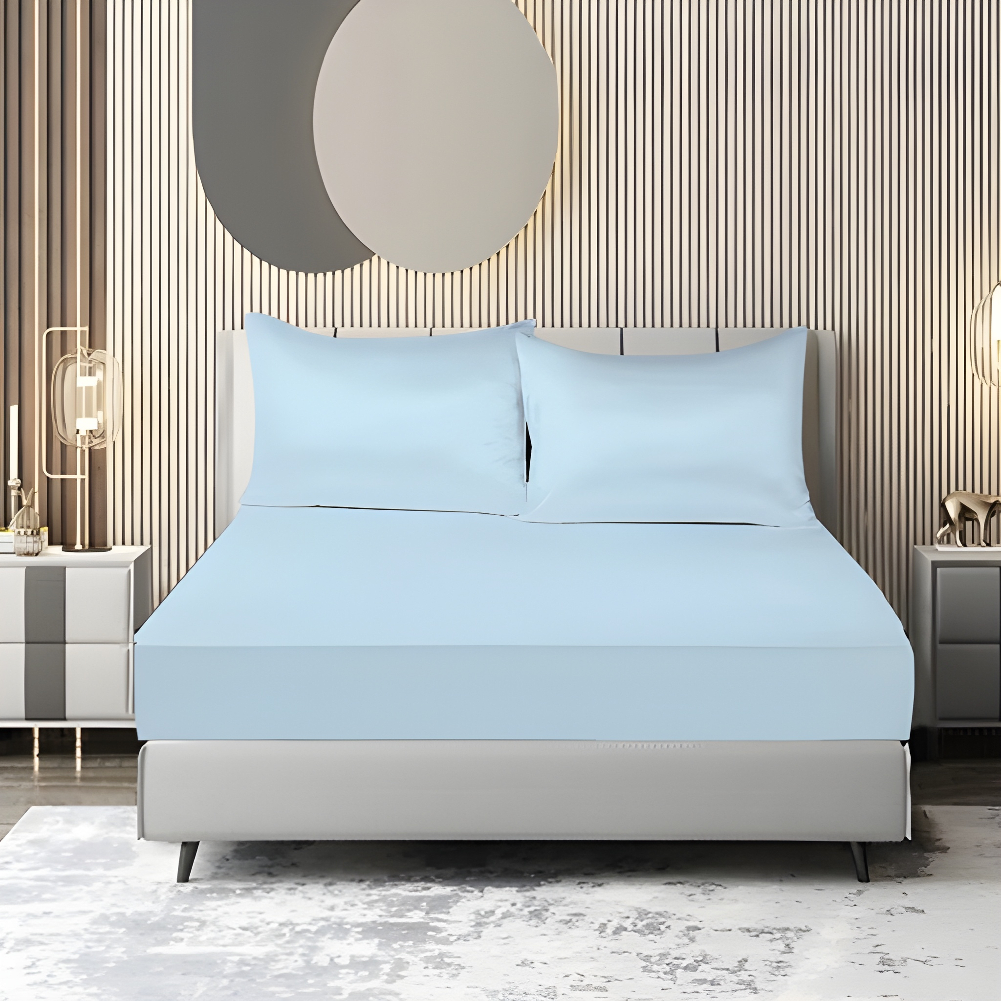 3 Piece Solid Color Smooth Fitted Bedding Sheet Set