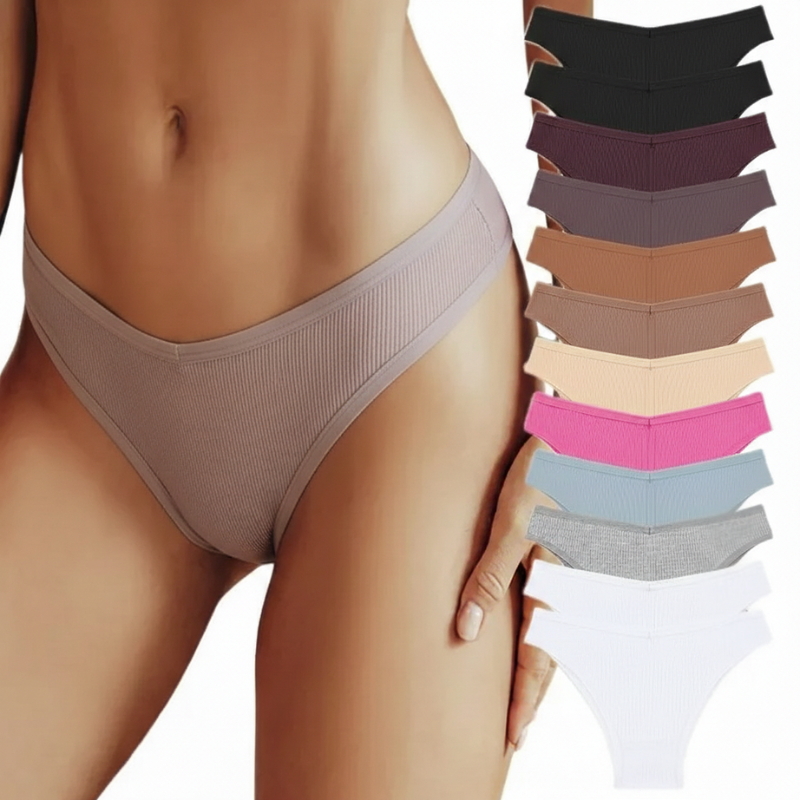 Women's 15PCS Cotton Panties Lace Low Rise Basic Brazilian Bikini Cute Panties