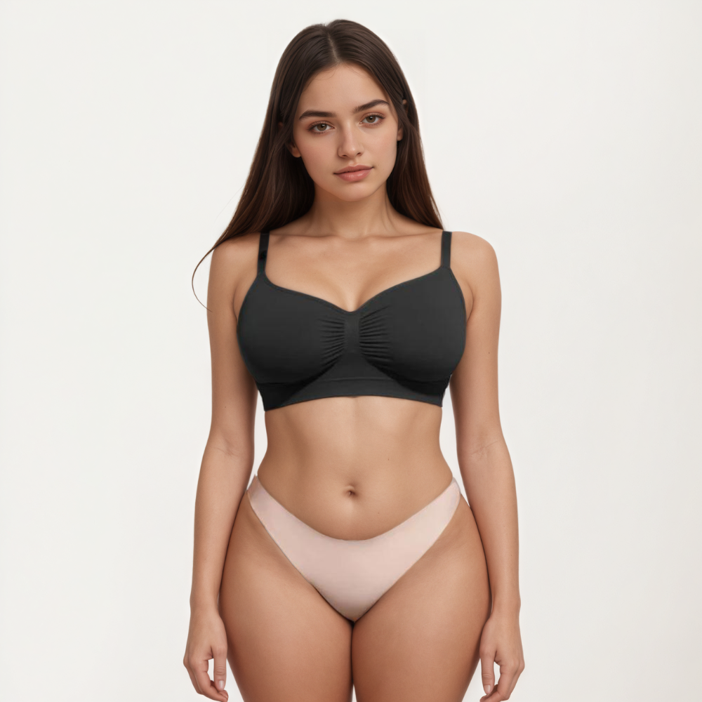 Seamless Comfort Wireless Bra with Adjustable Straps and Smooth Fit
