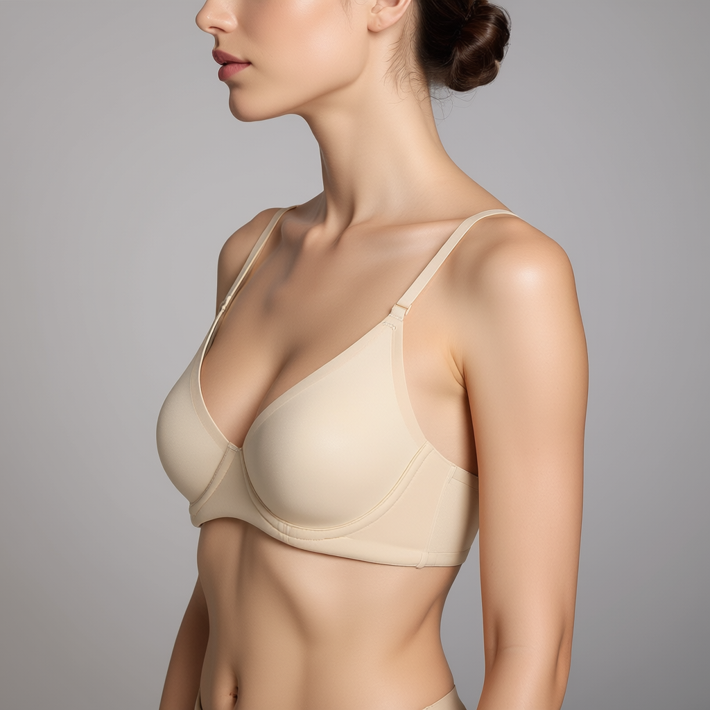 Unlined Demi Support Bra with Adjustable Straps and Soft Stretch Fit
