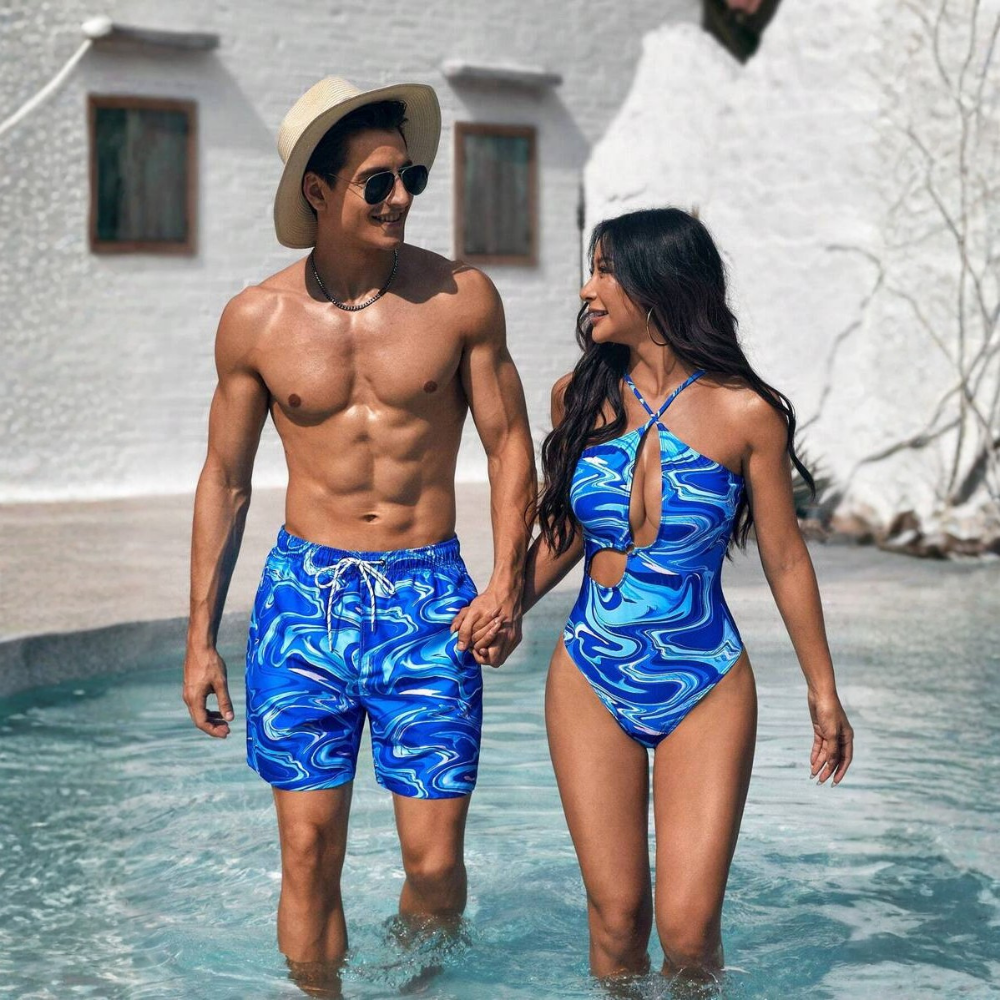 Printed Beachwear Vacation Matching Outfit Set