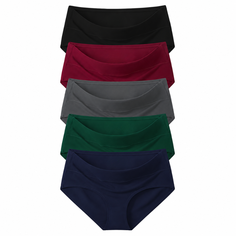 Pack Of 5 High Rise Full Coverage Briefs Panties For Women