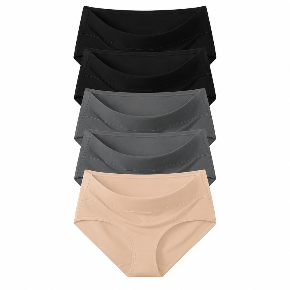 Pack Of 5 High Rise Full Coverage Briefs Panties For Women