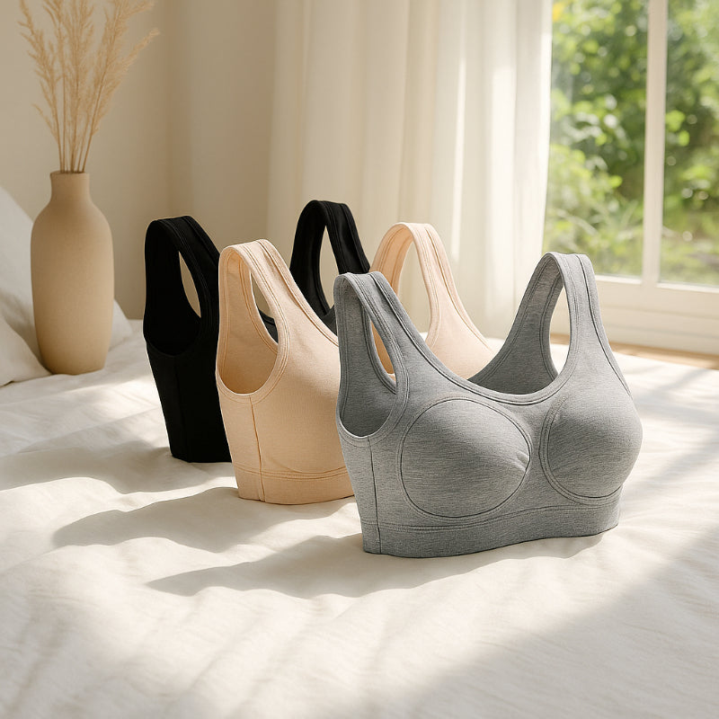 Womens Wire Free Bras – 3 Pack Comfortable Supportive Cotton Bras