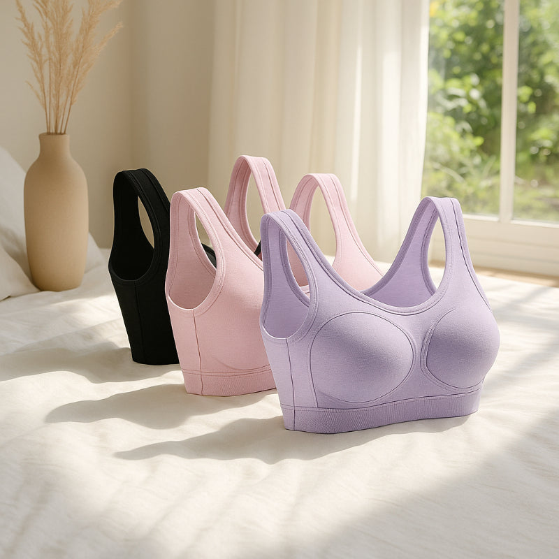 Womens Wire Free Bras – 3 Pack Comfortable Supportive Cotton Bras