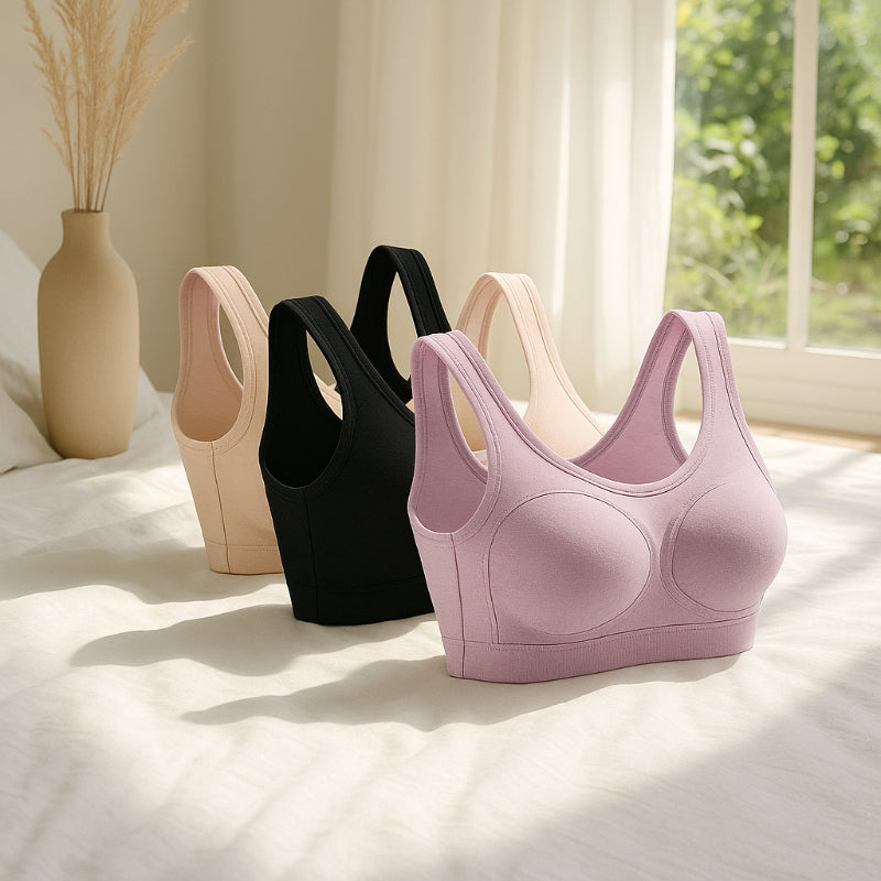 Womens Wire Free Bras – 3 Pack Comfortable Supportive Cotton Bras