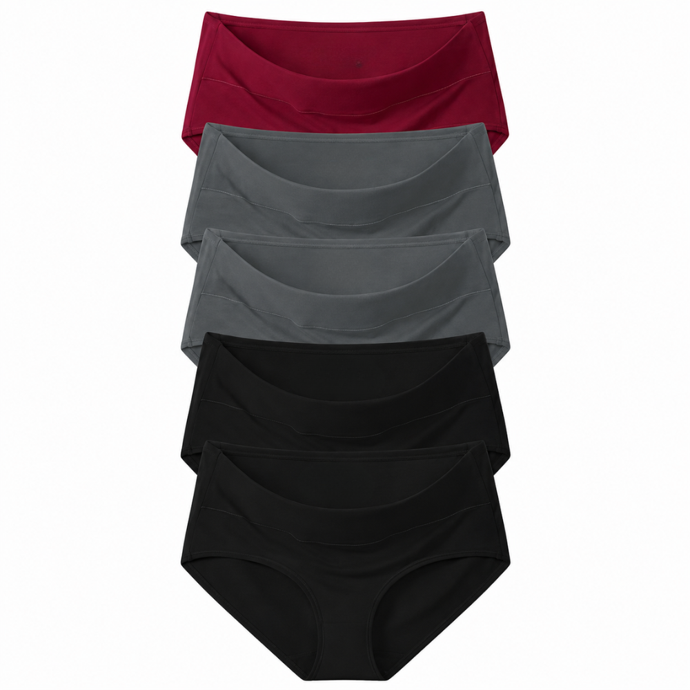 Pack Of 5 High Rise Full Coverage Briefs Panties For Women