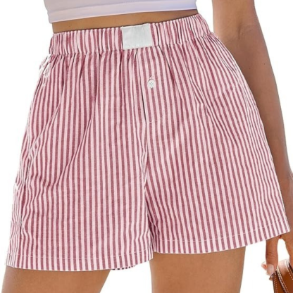 Women Gingham Plaid Boxer Lounge Shorts 