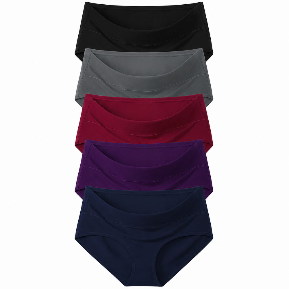 Pack Of 5 High Rise Full Coverage Briefs Panties For Women