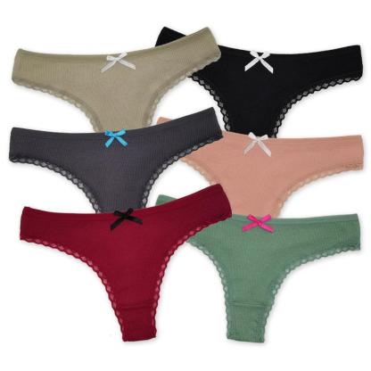 6 Pieces Low Rise Cotton Underpants Set - Comfy Women Underwear