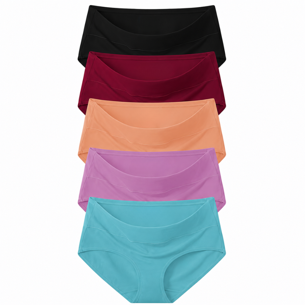Pack Of 5 High Rise Full Coverage Briefs Panties For Women