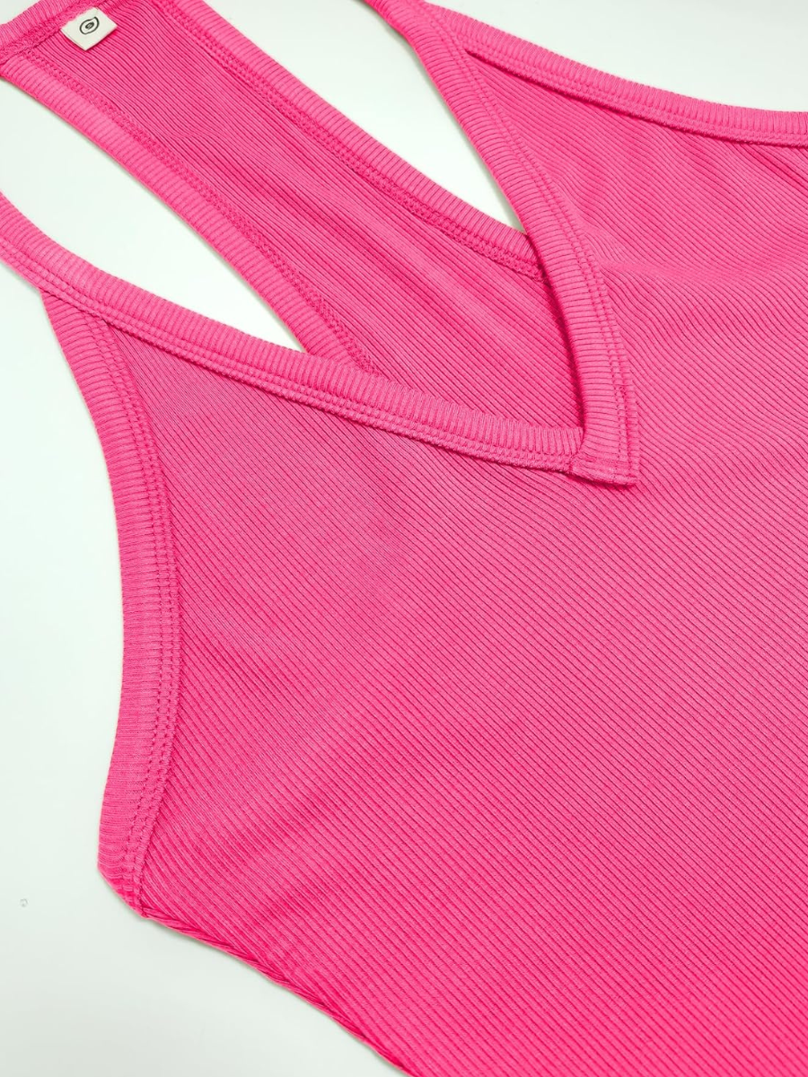 Ribbed Workout Tank With Racerback Slim Fit Sleeveless