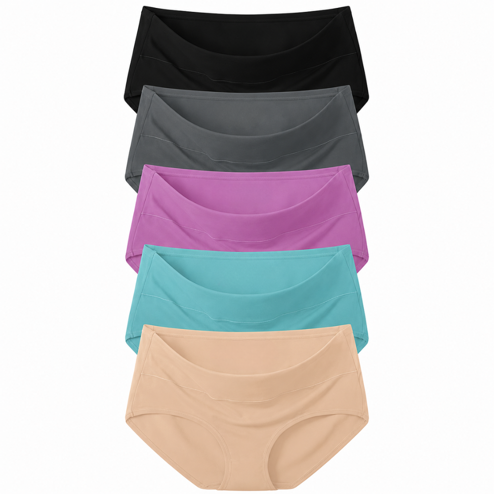 Pack Of 5 High Rise Full Coverage Briefs Panties For Women