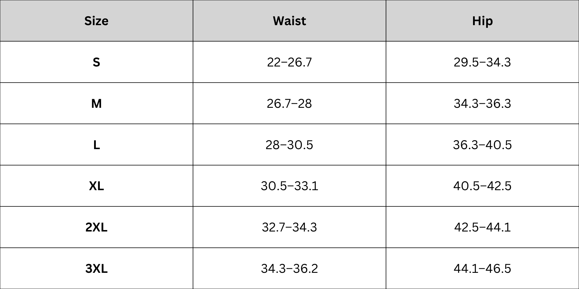 Size Chart
