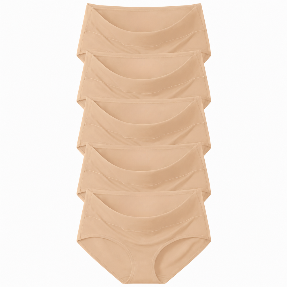 Pack Of 5 High Rise Full Coverage Briefs Panties For Women