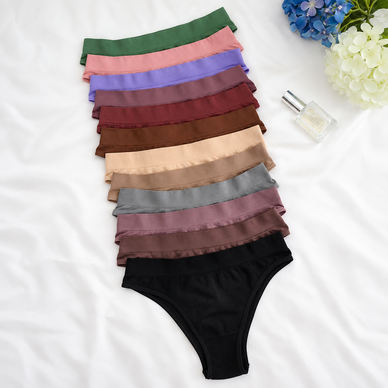 Pack Of 12 Seamless Knitted Thong Panties For Women