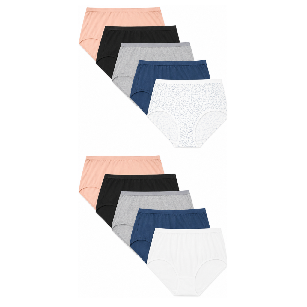 Pack Of 10 Coverage Blend Wicking Panties Underwear For Women