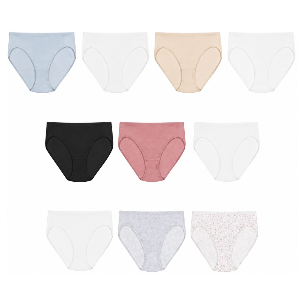 Pack Of 10 Coverage Blend Wicking Panties Underwear For Women