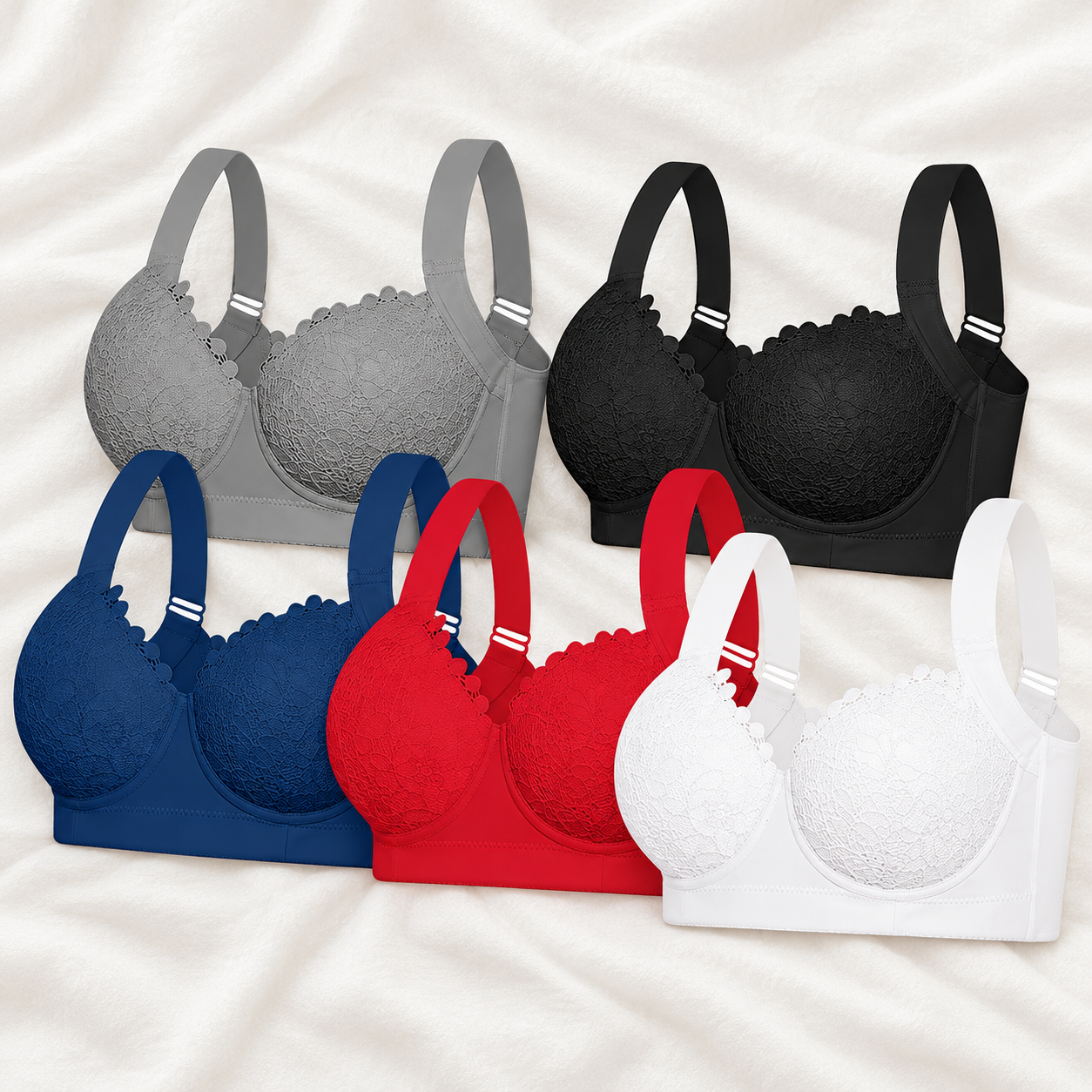 Pack Of 5 Lace Underwire Push Up Bras For Women