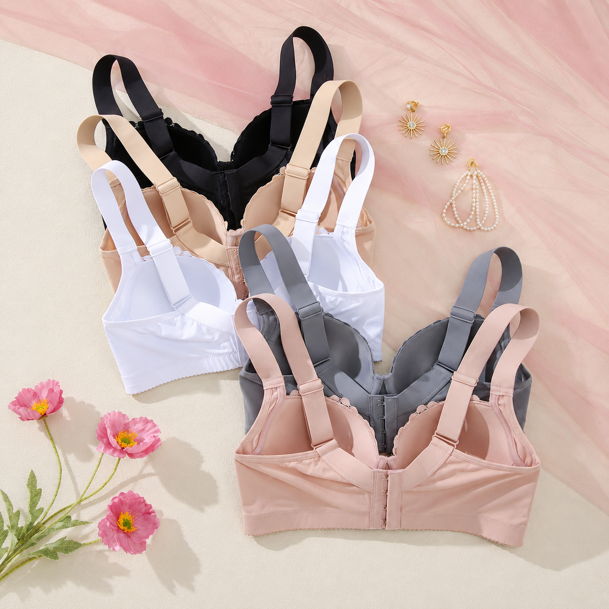 Pack Of 5 Lace Underwire Push Up Bras For Women