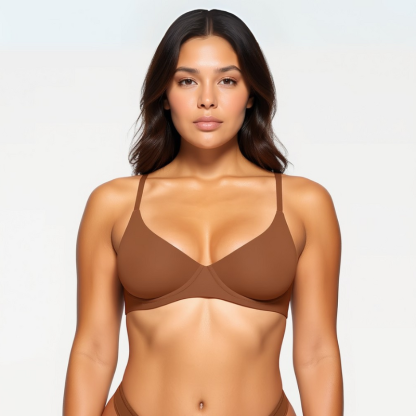 Unlined Demi Support Bra with Adjustable Straps and Soft Stretch Fit