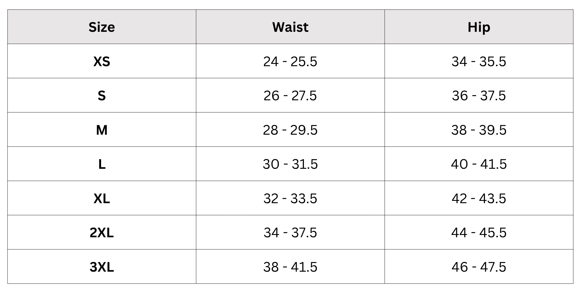 Size Chart