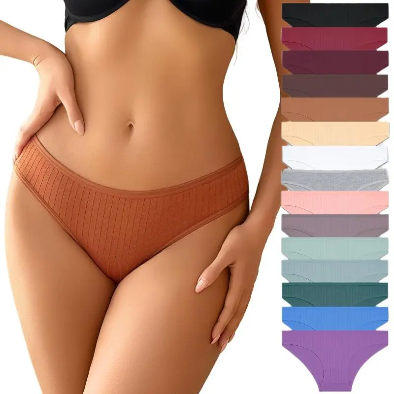 Women's 15PCS Cotton Panties Lace Low Rise Basic Brazilian Bikini Cute Panties