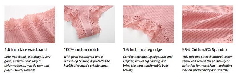 FINETOO Women's 15PCS Cotton Panties Lace Low Rise  Basic Brazilian Bikini  Cute Panties Soft Breathable Lingerie S-XL Fashionable Minimalist