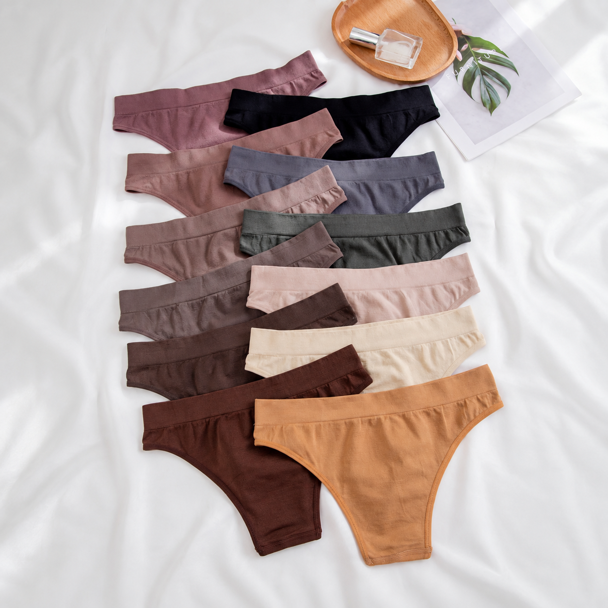 Pack Of 12 Seamless Knitted Thong Panties For Women