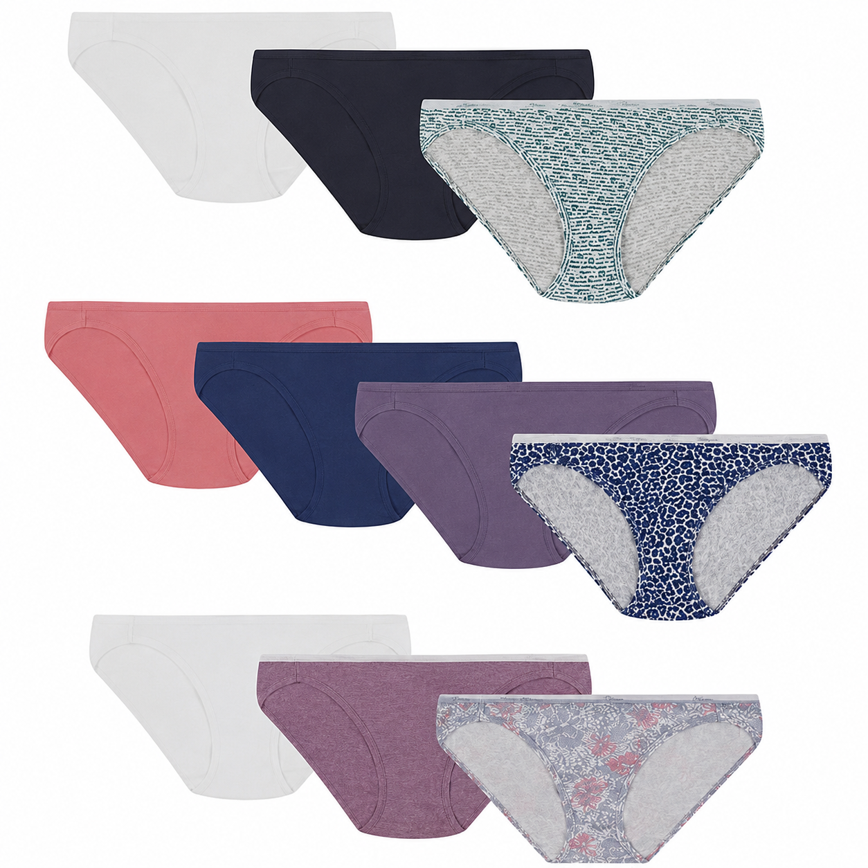 Pack Of 10 Coverage Blend Wicking Panties Underwear For Women