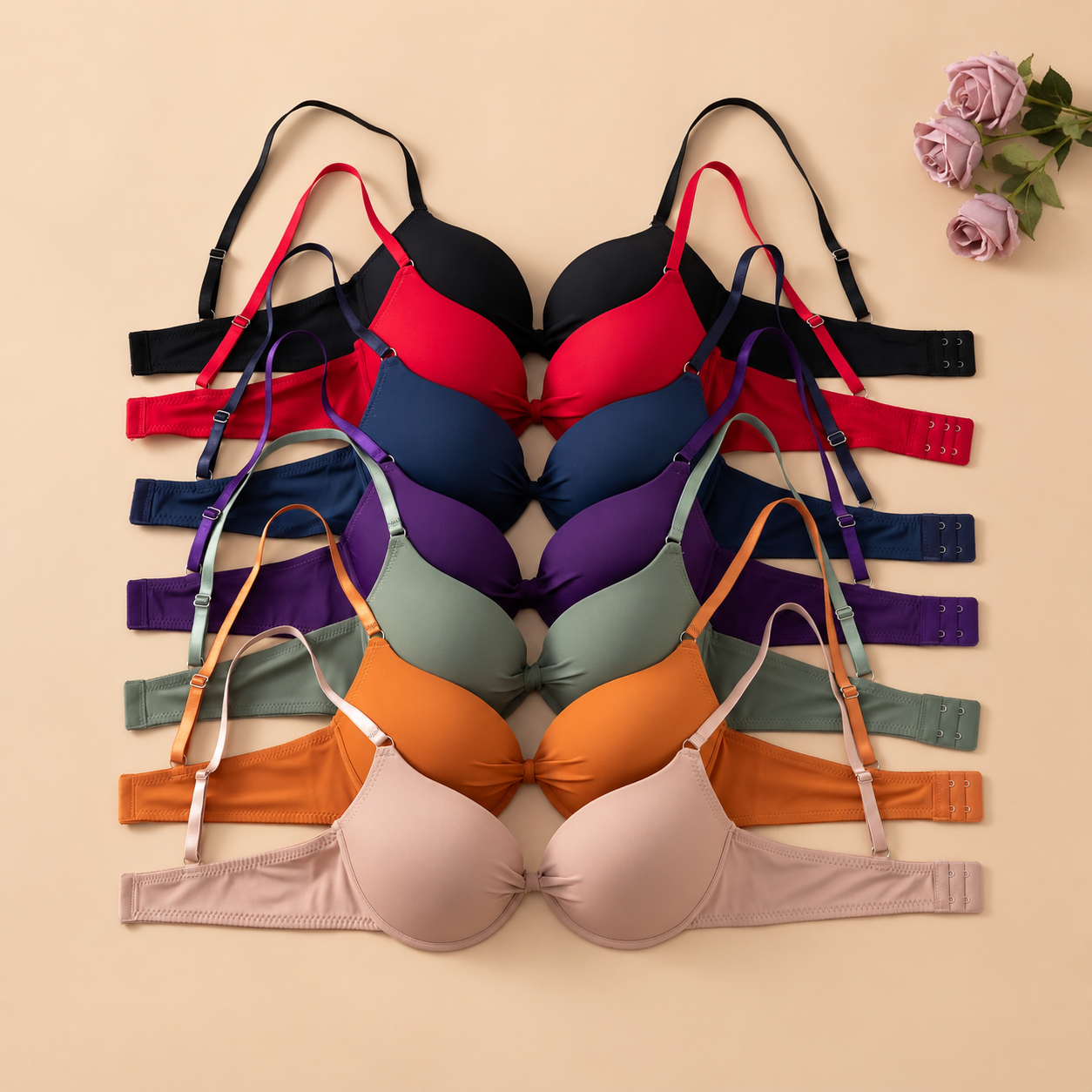 Pack Of 7 Casual Gathered Wire Bras For Women