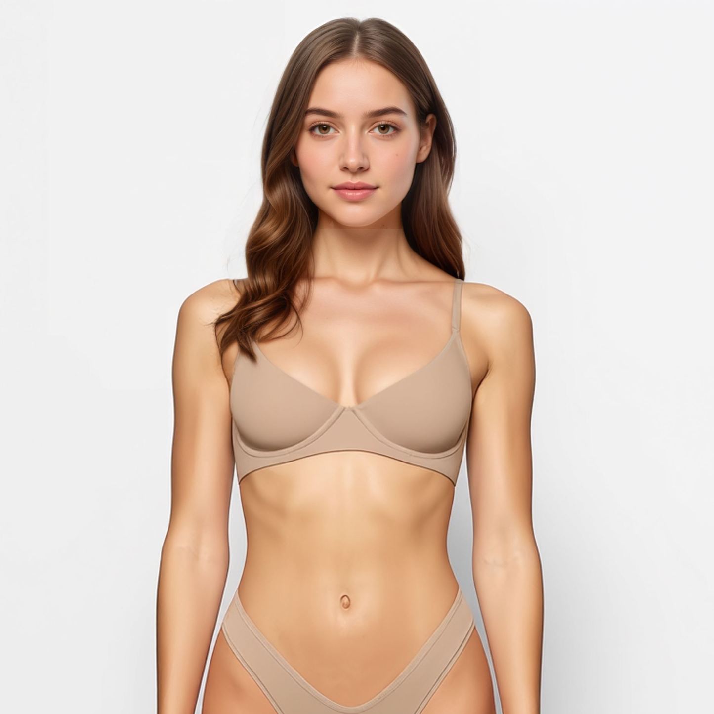 Unlined Demi Support Bra with Adjustable Straps and Soft Stretch Fit