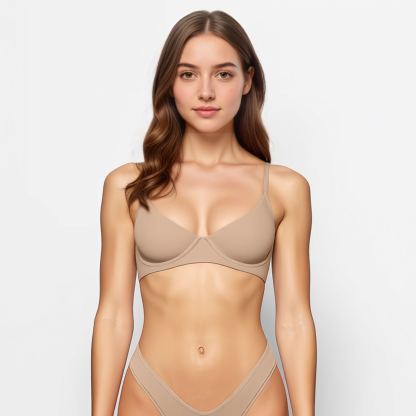 Unlined Demi Support Bra with Adjustable Straps and Soft Stretch Fit