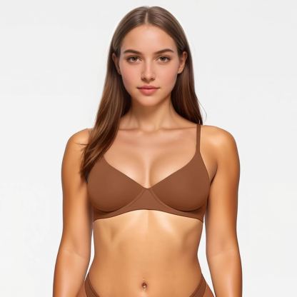 Unlined Demi Support Bra with Adjustable Straps and Soft Stretch Fit